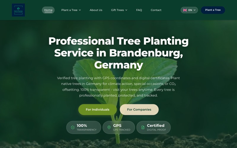 Earth Greening sustainability website homepage