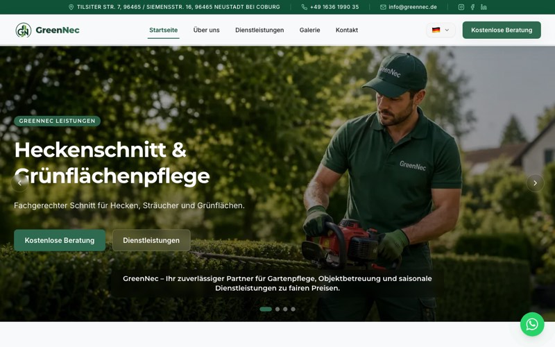 GreenNec green technology website homepage