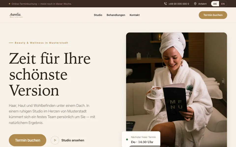 Beauty and Wellness website template preview