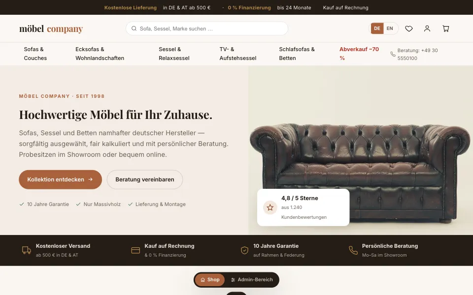 E-commerce and retail website template preview