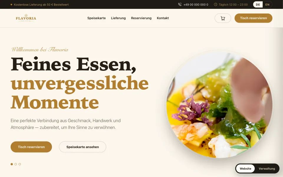 Restaurant website template preview